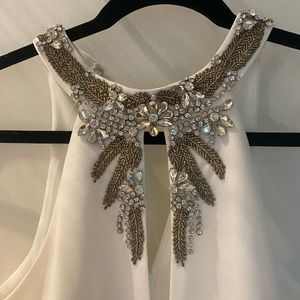 White fitted mini dress with embellishments size s, NWT